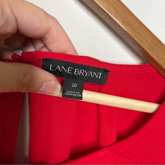 Lane Bryant Womens Size 20 Cold Shoulder Blouse Red Ruffle Long Sleeve Shirt - Picture 5 of 9